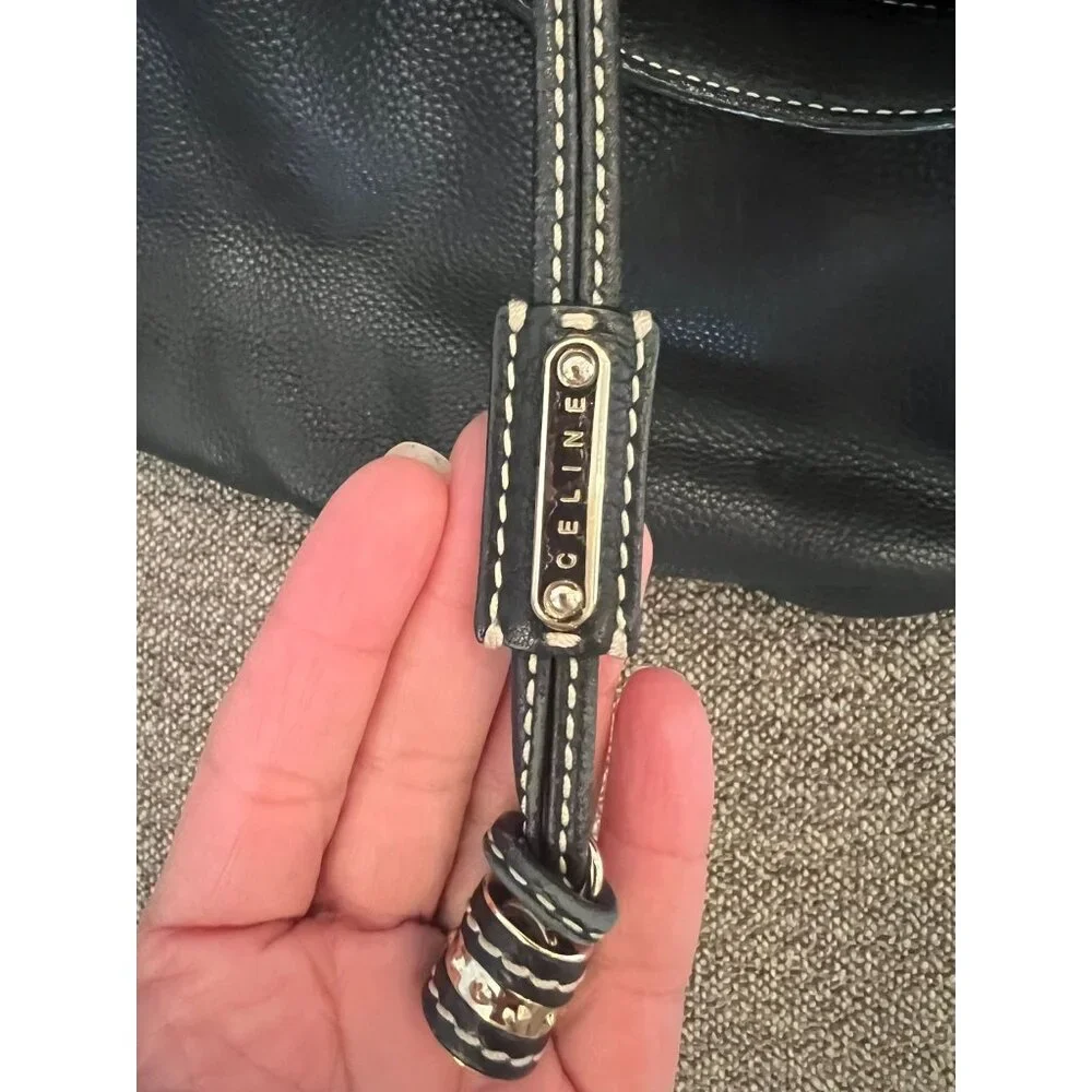 Celine Bittersweet Hobo Black Leather with Contrast Stitching